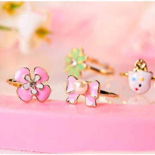 10pcs/lot Love Kids Cute Sweet Rings Design Flower Animal Fashion Jewelry Accessories Girl Child Gifts Finger Rings Random