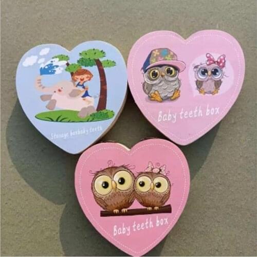 2020 Fallen Tooth Box Storage English Spanish Text Baby Boy Girl Wood Case Save Milk Teeth Collection Organizer Holder