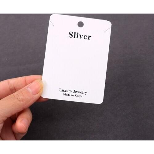 Wholesale 100Pcs/lot 6x8cm PVC Hook Necklace Card Jewelry White Paper Display Hanger Packaging Card Holder Tags