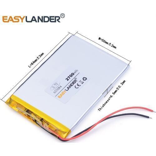 655084 3.7 V lithium polymer battery 2700 mah DIY mobile emergency power charging treasure battery andorid phone toys PDA Tools