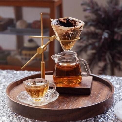 Cute 1/12 Scale Dollhouse Miniature Pour Over Coffee Pot Dripper Set Pretend Play Mini Food Cups for OB11 Doll Kichen Toy
