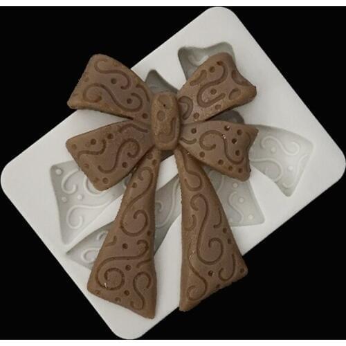 Minsunbak 3D Bow tie Chocolate Fondant Silicone Mould Clay handmade soap mould Cake decoration tools