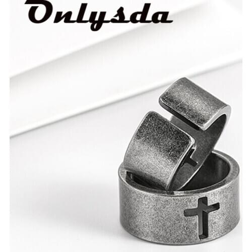 Punk Gothic Titanium Stainless Steel Antique Simple Cross Ring Old style for Men vintage Jewelry dropshipping Lucky Gift OSR065
