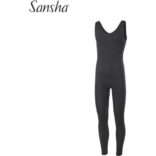 Sansha Mens Unitard Sleeveless Footless Cotton Spandex Dance Gym Fitness Unitard Bodysuit Ballet Leotards Dancewear 58AG0014C