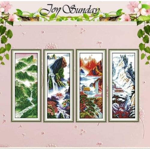 Spring Summer Autumn Winter Mountain Cross Stitch 11CT 14CT Cross Stitch Set Wholesale Cross-stitch Kit Embroidery Needlework