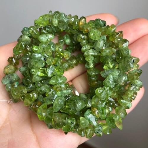 Irregular Gravels Chips Beads Natural Peridots Stone Loose Spacer Beads for Jewelry Making DIY Bracelet Necklace 33"Inches 5-8mm