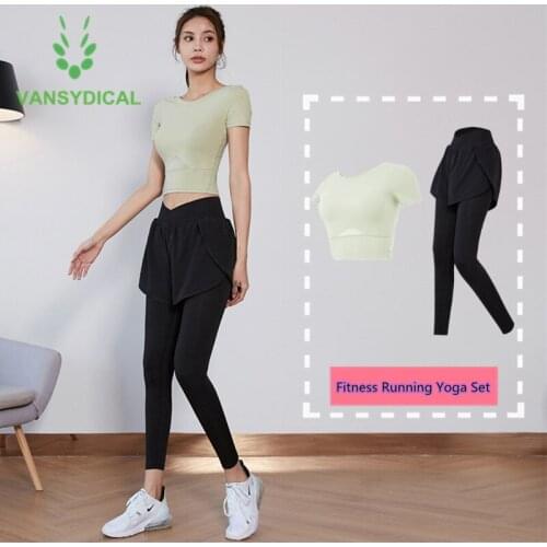 New Women Summer Running Sports Suit Workout Yoga Set Gym Clothing Outfit Quick Dry Fitness Training Jogging Sportswear 2pcs/set
