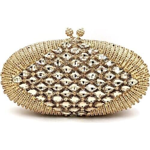 New design Women evening party bag diamonds luxury crystal clutches African bridal wedding party purses elegant crystal purses