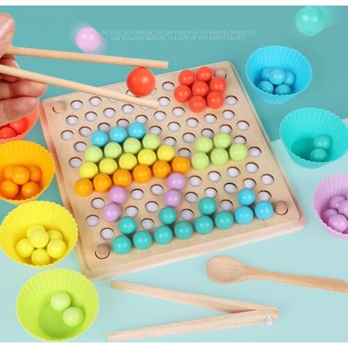 Boys And Girls Focus Training Bead Clip Wooden Puzzle Toys Multi-purpose Fishing Jigsaw Game Hand-eye Coordination Kids Toys