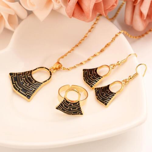 PNG Africa Romantic axe Sets gold Bilum purse bag necklace drop Ear ring earrings Jewelry Set for women Wedding Bijoux gifts