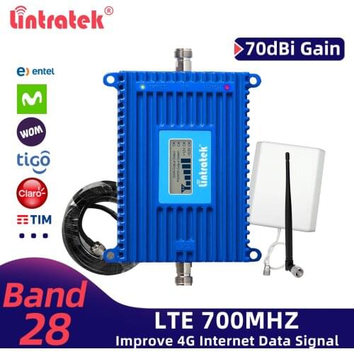 Lintratek 4G 700 Phone Signal Repeater Ampli LTE 700Mhz Band28 Cellular Booster AGC 70dB LTE Cellphone Amplifier For Europe