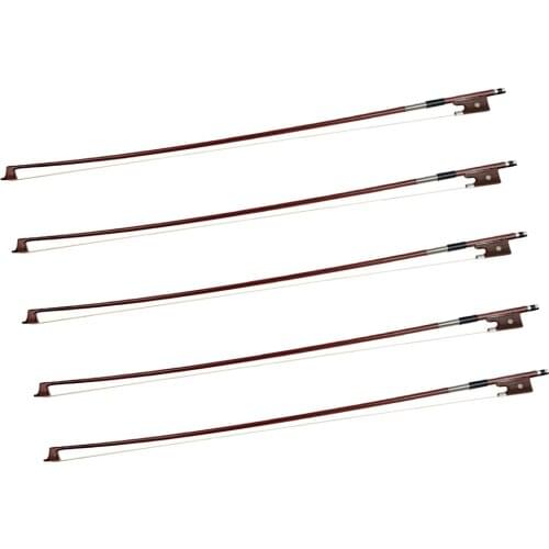Durable 5Pcs Wooden 4/4 Violin Playing Bow Well Balance Quick Response 29.13inch Brown