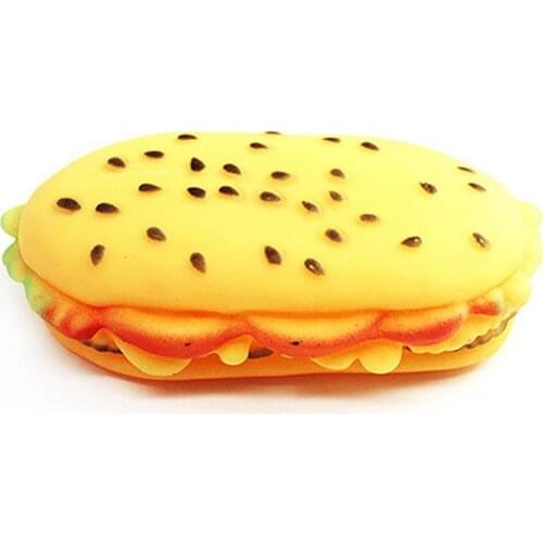 Rubber Hamburger Dog Toy Creative Bite-proof Food Squeaky Toy Dog Bite Toy Dog Sound Toy Funny Interactive toys Training toys