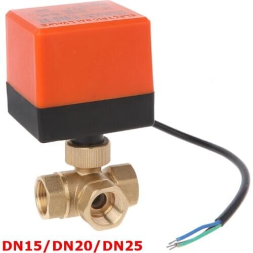 3 way motorized ball valve electric ball valve motorized valve Three line two way control AC220V DN15 DN20 DN25
