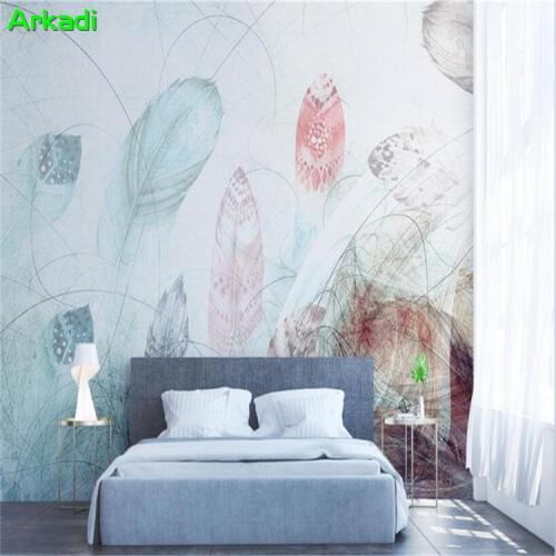 3D modern minimalist hand-painted abstract feather wallpaper Nordic backdrop living room home art decoration photo wallpaper