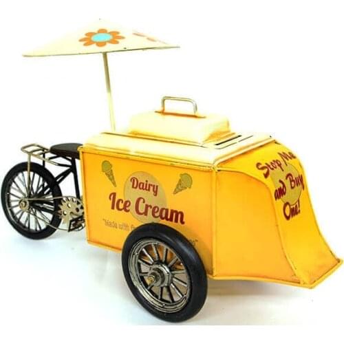 Antique Decor Metal Vintage Ice Cream Cart Creative Piggy Bank Desktop Trinket Miniature Gift Nostalgic Handmade Art Quality