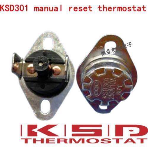 5pcs KSD301/KSD303 80C 80 Degrees Celsius Manual reset Thermostat Normally closed (NC) Temperature switch Temperature control