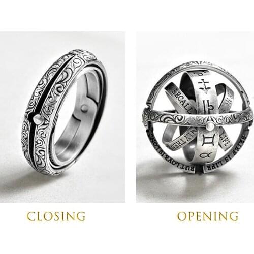 Vintage Astronomical Ball Rings for Women Men Creative Complex Rotating Cosmic Finger Ring Unisex Can Be Opened Lovers Jewelry