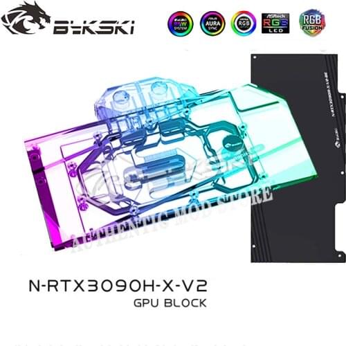 Bykski N-RTX3090H-X-V2,GPU Water Block For Inno3D/GALAXY/Palit/KFA2/Maxsun/Leadtek/Gainward RTX3080 3090 NVIDIA Cards,VGA Cooler