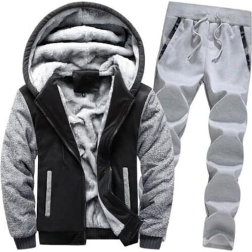 Winter Tracksuits Men Set Casual Thicken Fleece Warm Hooded Jacket Pants Spring Sweatshirt Sportswear Coats Hoodie Track Suits