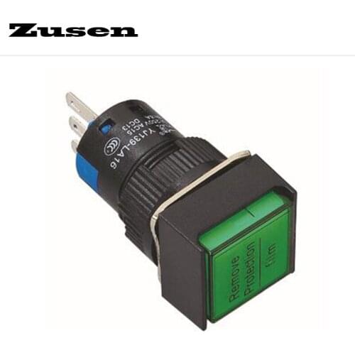 Zusen 16mm square momentary plastic push button switch with illuminated (LA16-11DN/G/12V/F)