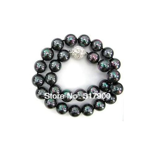 12mm 18" Rainbow Peacock south sea Shell Pearl Round Beads Necklace