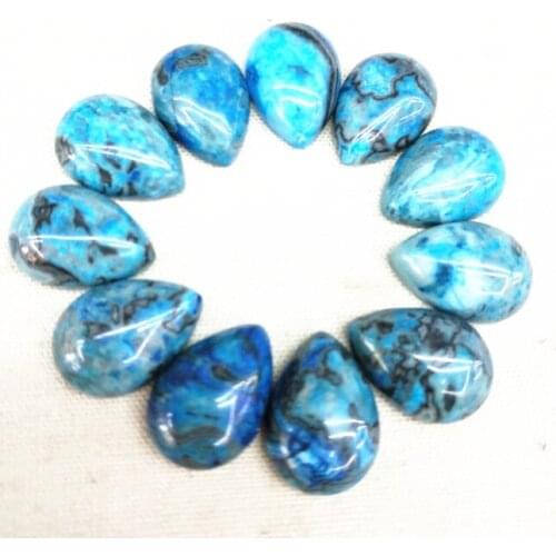 12pcs nature blue stone cabochons teardrops shape 10x14mm 13x18mm 18x25mm women pendants making jewelry fidings free shipping