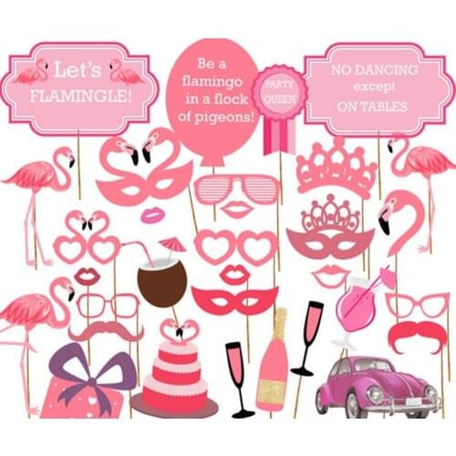 32pcs/8pcs Beach Party Birthday Party Photo Props Flamingo Party Supplies for Wedding Christmas Festivals PT65