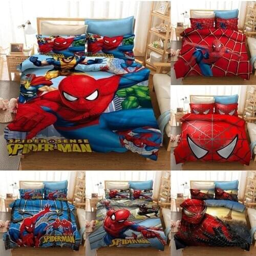 3D Pprinting Marvel Animation Spiderman Bedding Sets Fashion Duvet Cover Set Single Double Queen King Bedclothes Pillowcase