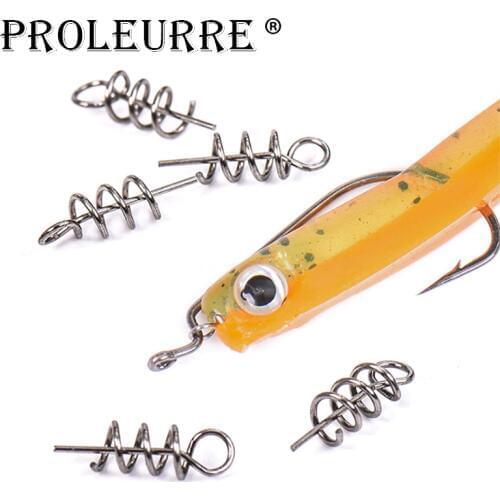 50 or100pcs Fishing Hook Soft Bait Spring Centering Pins Fixed Latch Needle Spring Twist Crank Lock For Soft Lure Latch Accessor