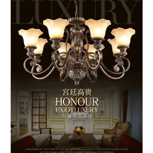 American classical resin carvings chandelier living room dining room bedroom European style antique low-key luxury Chandelier