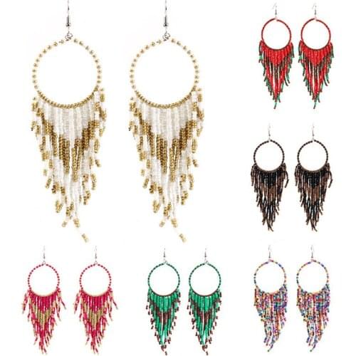 Bohemian Fashion Earrings Big Tassel Dangle Drop Earrings for Women Statement Wedding Red Fringe Female Earrings Jewelry Gifts