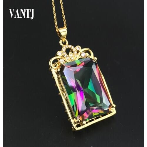 Big Stone 18*25mm Mysterious Crystal Pendants for Women Created Gemstone Handmade Engagement Bride Jewelry