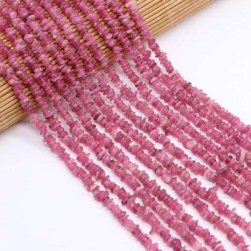 Natural Strawberry Quartzs Beads Irregural Gravel Stone Loose Beads for Making Women Jewelry Necklace Size 3x5-4x6mm Length 40cm