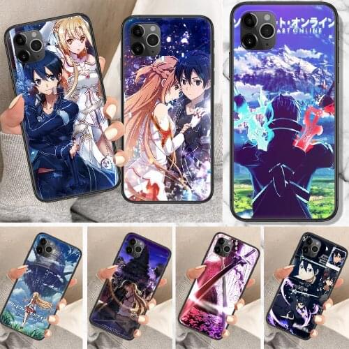 SAO sword art online Anime Phone Case For iphone 5 5S SE 2 6 6S 7 8 11 12 Mini Plus X XS XR Pro Max black luxury Etui trend