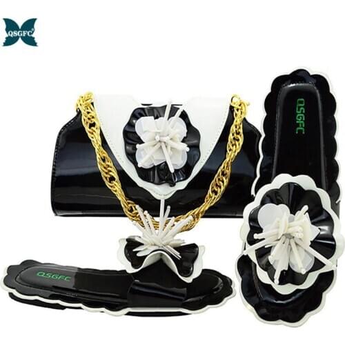 Black Color Italian design Shoes and Bag Set African Sets Shoes and Bags To Match African Shoe and Bag Set for Party Wedding