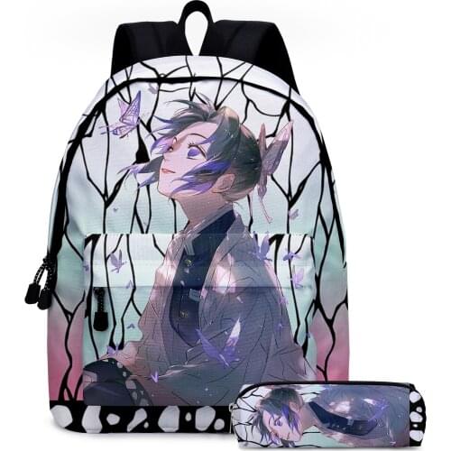 COSSUN Hot Anime Demon Slayer Kimetsu no Yaiba Kocho Shinobu Cosplay Backpack Student School Bag