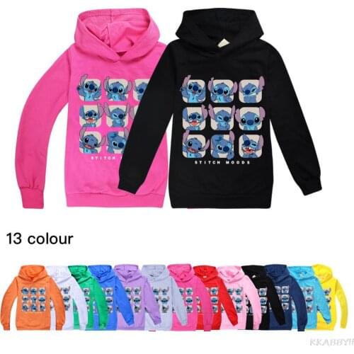 Disney Stitch Spring/fall hoodie Children cartoon sweatshirt boys and girls casual clothing
