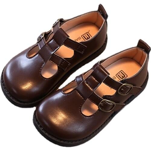 Kids Shoes for Girl Leather Sneakers Solid Color Little Girl Shoes Anti-slip Autumn Infant Boys Baby Shoes SMG227