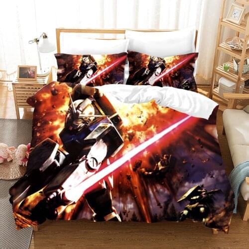 Kids Anime GUNDAM Bedding Set Cartoon 3d Duvet Cover Set Comforter Bed Linen Twin Queen King Single Size Dropshipping Gift Boys