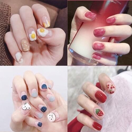 French False Nail Finished Nail Art Patches Wearable Fake Nail DIY Nail Salon Tool Set 24 Pieces