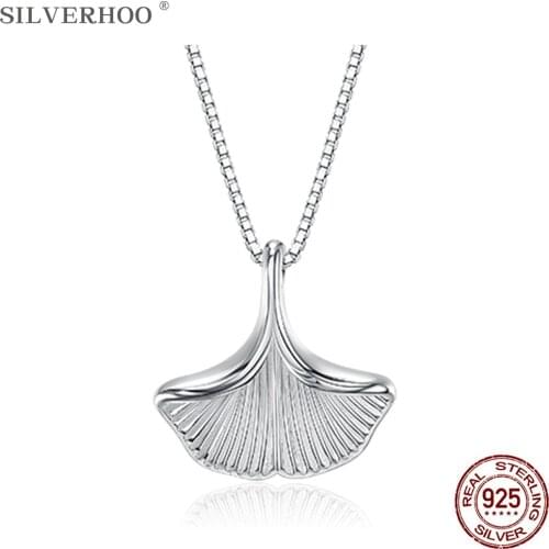 SILVERHOO 925 Sterling Silver Choker Necklaces For Women Minimalist Apricot Leaf Pendant Necklace Elegant Anniversary Jewelry
