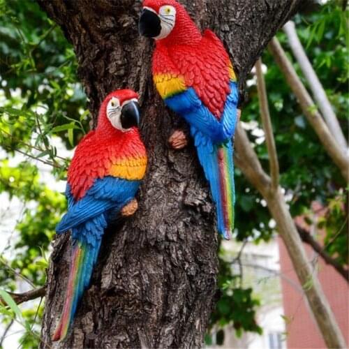 Simulation Parrot Desk Ornament Garden Sculpture Decoration Resin Figurine