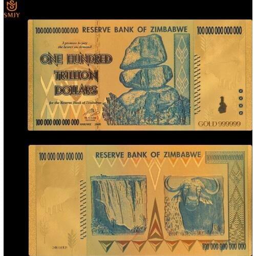 Classic Gold Banknote Products Zimbabwe 100 Trillion Gold Plated Colored Money Collection Business Gifts