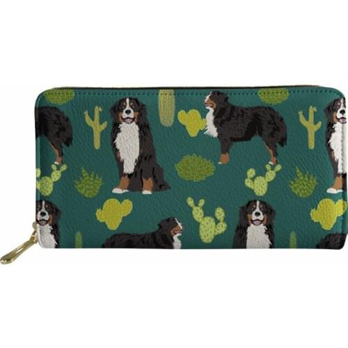 Noisydesigns PU purses 3D Bernese Dog Printing Ladies Leather Long Purse Females Cute Puppy Clutch Money Bag With Zipper Wallets