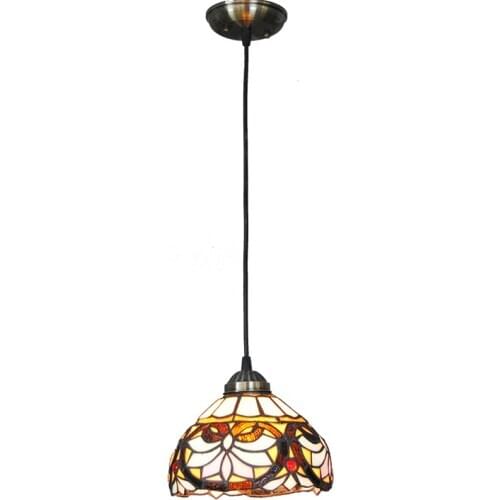 Creative Stained Glass Lamp European Style Art Glass Lampshade Pendant Lights Living Room Hotel Bar Kitchen Light Fixtures PL736