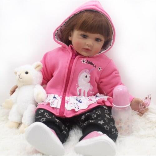 24 Inch 60cm Reborn Doll Cotton Body Cute Girl Big Eyes Long Hair Newborn Dolls Rebirth Toys Kids Gifts Childrens Toy Playmate