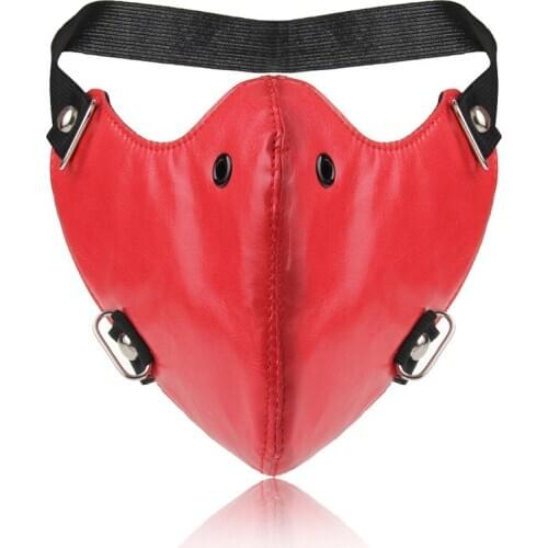 European American Smooth Leather Mask Halloween Costume Personality Autumn Winter Dustproof Red Black Cosplay Masks For Adult