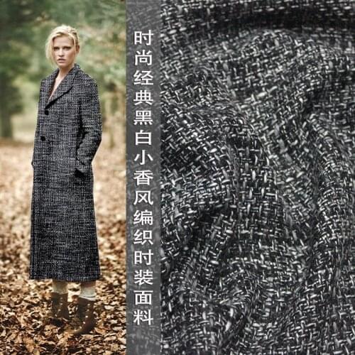 Fashion classic black and white small wind weaving fashion fabrics autumn and winter new fabric dyed clothing handmade cloth
