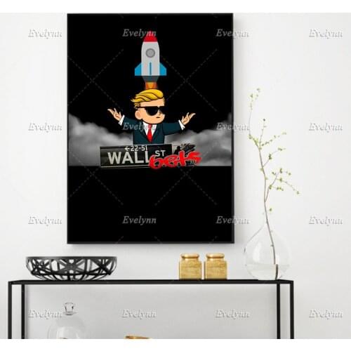WallStreetBets Inspirational,Motivational Quote Poster And Print Modern Art Canvas Wall Picture Floating Frame Office Home Decor